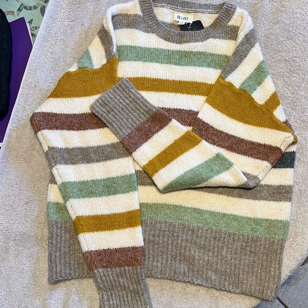 BiBi Multicolor Striped Crewneck Sweater